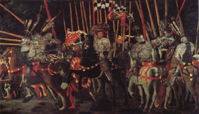 UCCELLO, Paolo The battle of San Romano the intervention of Micheletto there Cotignola Germany oil painting art